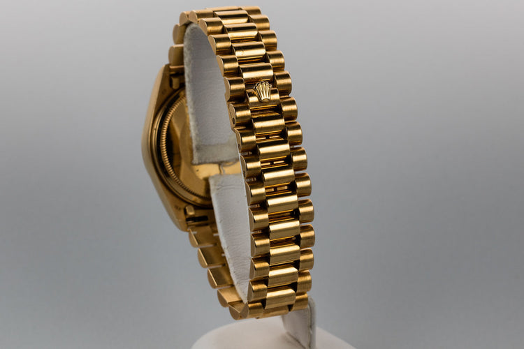 1985 Rolex 18K YG Day-Date 18038A with Factory Diamond Blue Vignette Dial