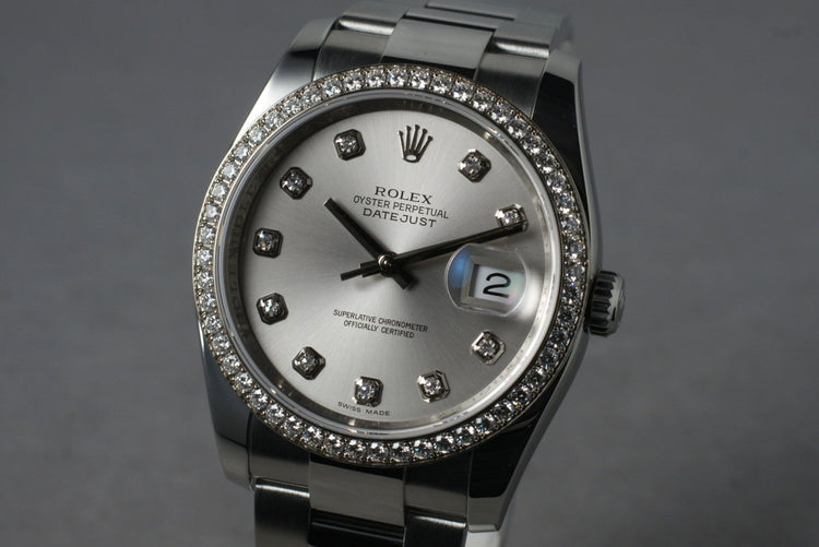 2010 Rolex DateJust 116244 Diamond Dial and Bezel with Box and Papers