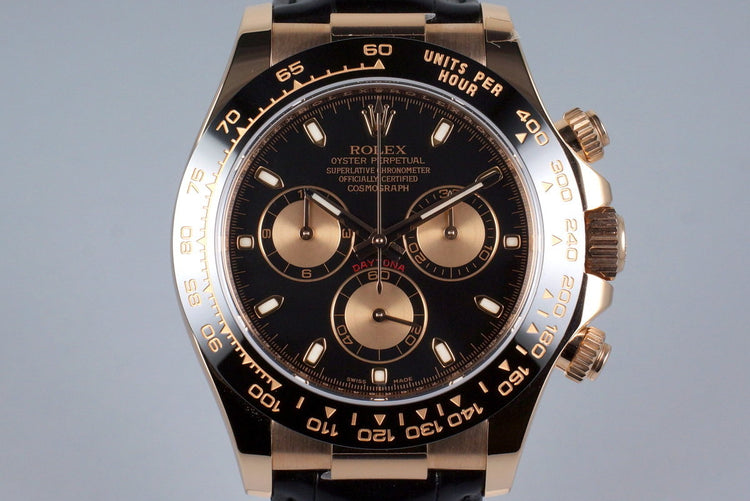 2015 Rolex RG Daytona 116515 Black With Pink Counters Dial with Box and Papers