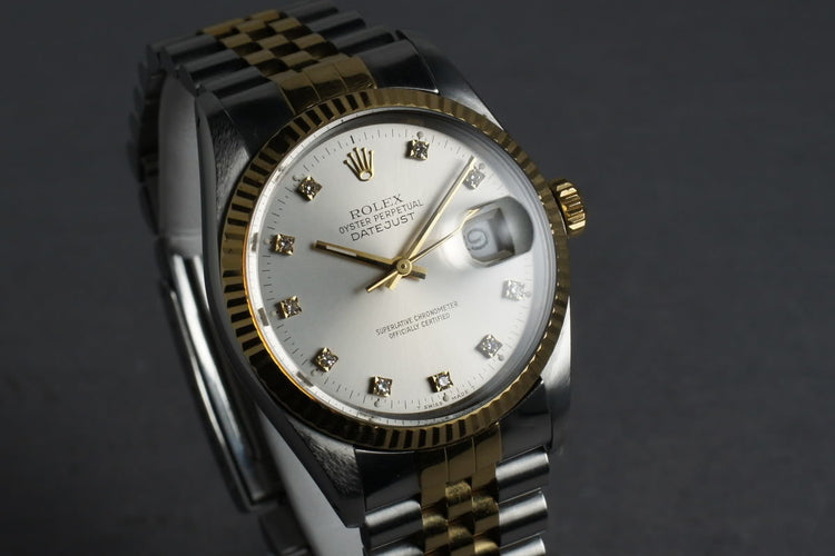 1987 Rolex 18K/SS Datejust 16013 with Silver Factory Diamond Dial