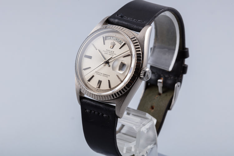 1965 Vintage Rolex 18K WG Day-Date 1803 Silver Door Stop No Lume Dial