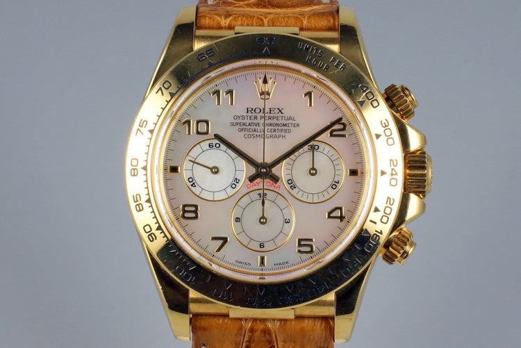 1999 Rolex YG Zenith Daytona 16518 Mother of Pearl Dial