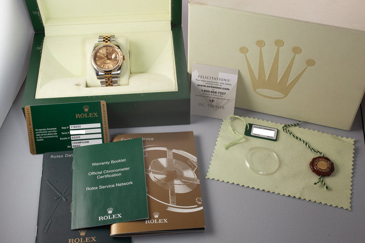 2009 Mint Rolex Two-Tone DateJust 116233 Champagne Dial with Box and Papers