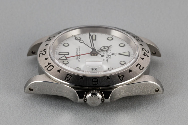 1999 Rolex Explorer II 16570 with SWISS Only White Dial