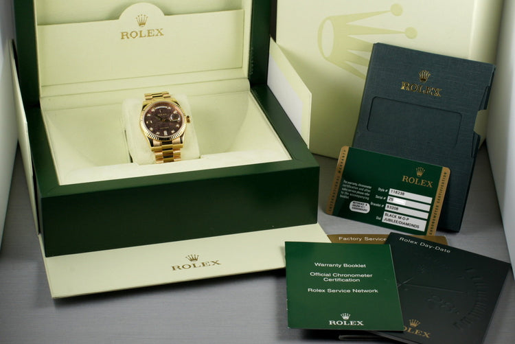 2006 Rolex 18K Day-Date 118235 Mother of Pearl Diamond Dial and Box and Papers