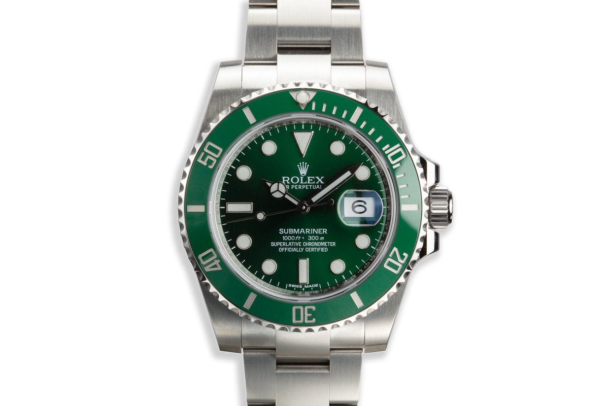 Rolex Submariner Green Dial Stainless Steel Oyster Bracelet Green Ceramic  Bezel Dive Watch 116610LV