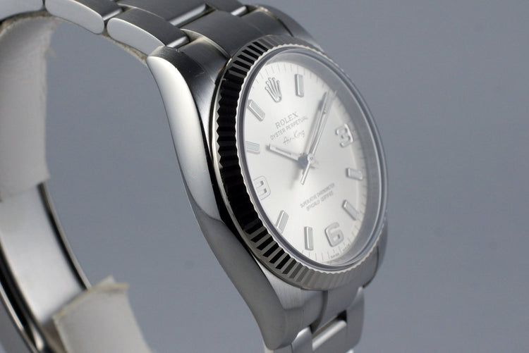 2007 Rolex Air King 114200 Silver 3/6/9 Dial