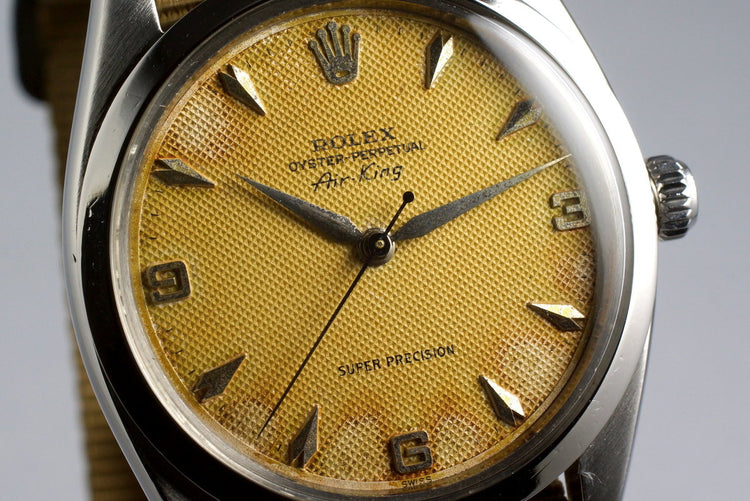 1958 Rolex Air-King 5504 Tropical Non-Luminous Cream Waffle Dial
