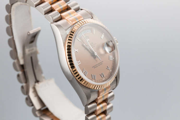 1990 Rolex 18K White Gold Day-Date 18239B Tridor President with Service Papers
