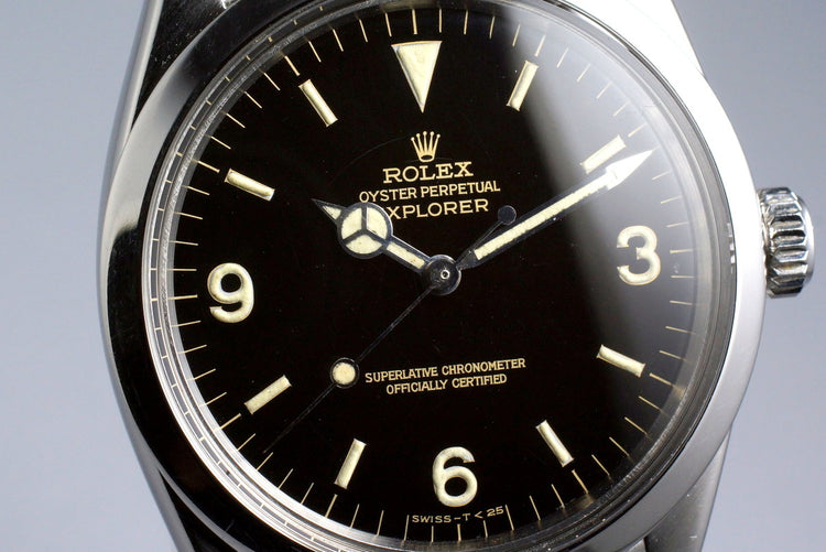 1965 Rolex Explorer 1 1016 Glossy Gilt Dial with Box and Double Punched Papers