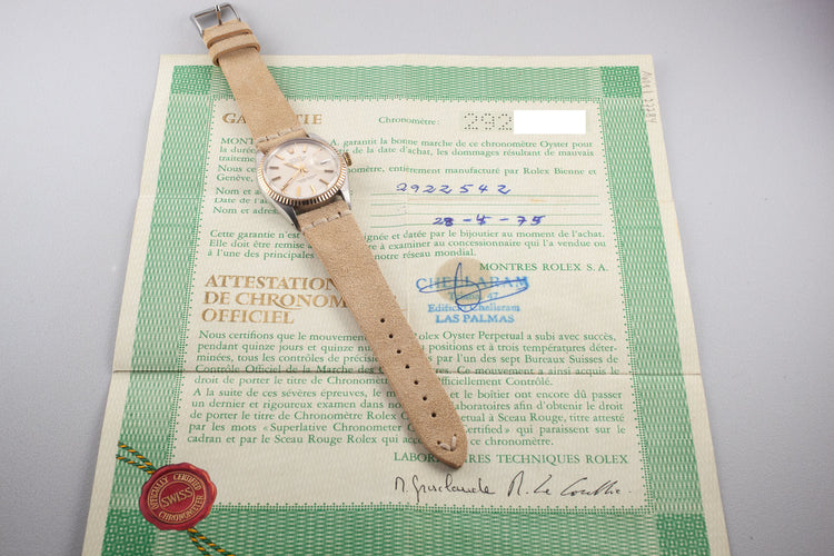 1971 Rolex Two-Tone DateJust 1601 Silver Dial with Papers