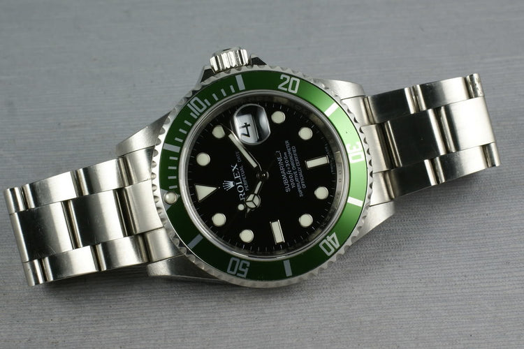 Rolex Green Submariner 16610 LV with Box and Papers