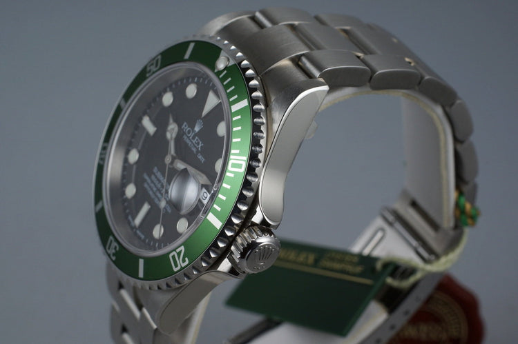 2004 Rolex Green Submariner 16610LV Mark I with Box and Papers MINT