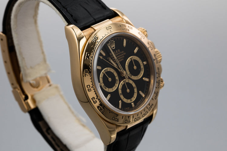 1999 Rolex 18K YG Zenith Daytona 16518 Black Dial