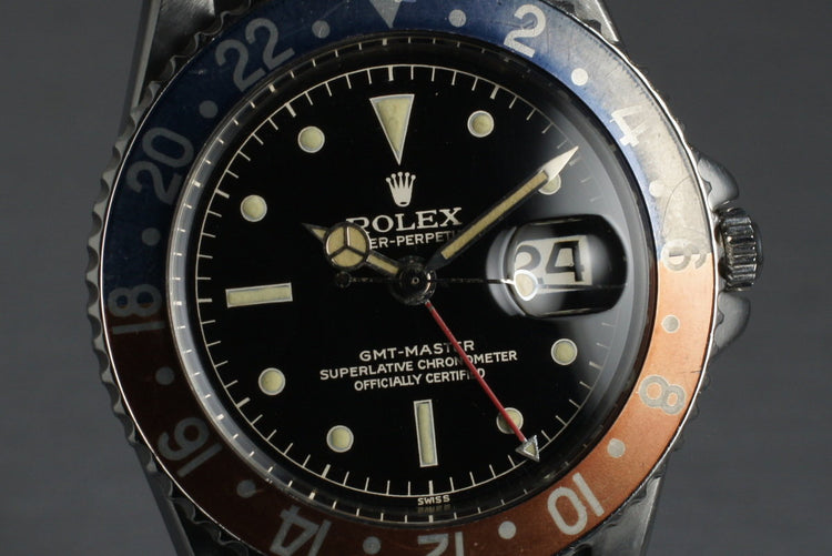 1960 Rolex GMT 1675 PCG with Glossy Gilt Chapter Ring Dial