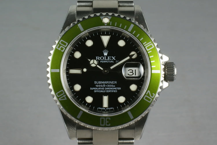 Rolex Green Submariner 16610 LV with Box and Papers
