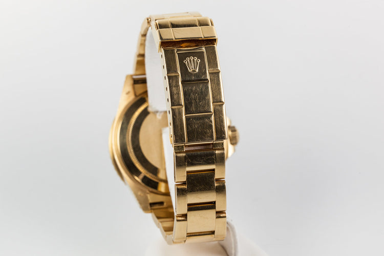 1990 Rolex YG Submariner 16618 Gold Tiffany & Co. Dial with Sapphire and Diamonds