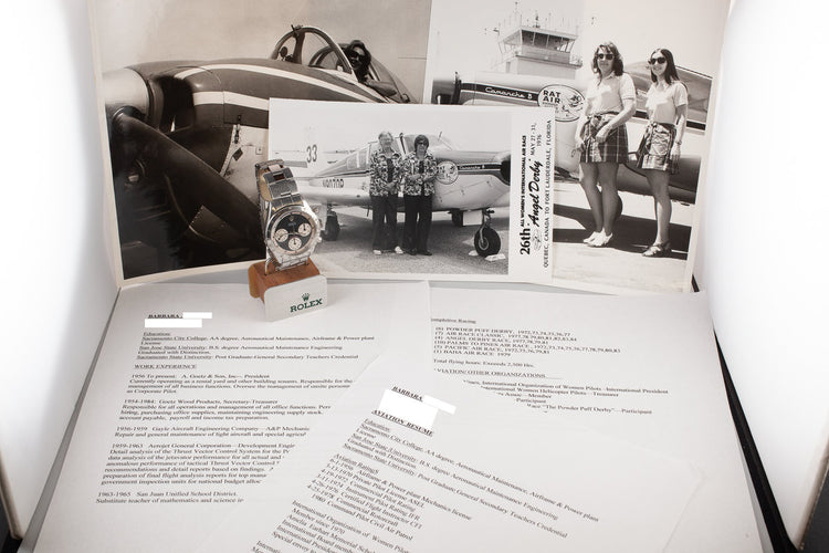 1969 Rolex "Paul Newman" Daytona 6239 with "Barbara" Aviation Documents and Photographs