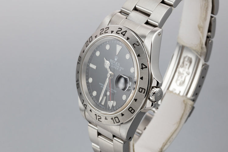 1999 Rolex Explorer II 16570 with "SWISS" Only Black Dial