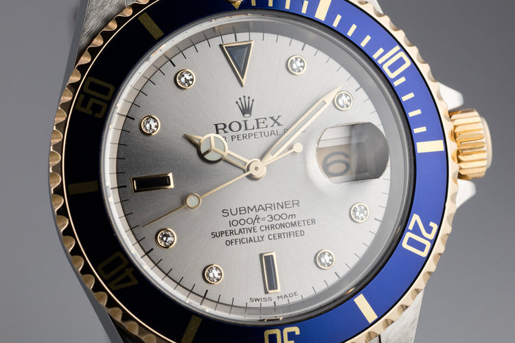 2006 Rolex Two-Tone Submariner 16613 Serti Dial with Box and Papers