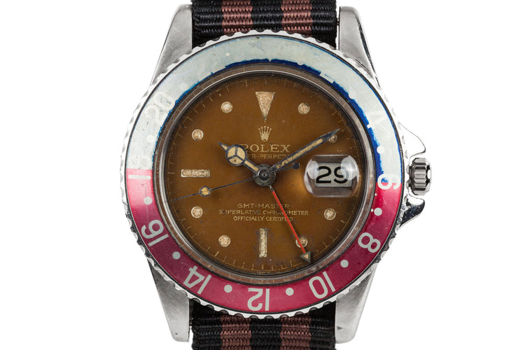 1961 Rolex GMT-Master 1675 Pointed Crown Case with Gilt Tropical Dial