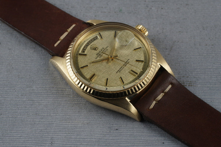 Rolex Vintage 18K YG President: 1803 with Linen Dial