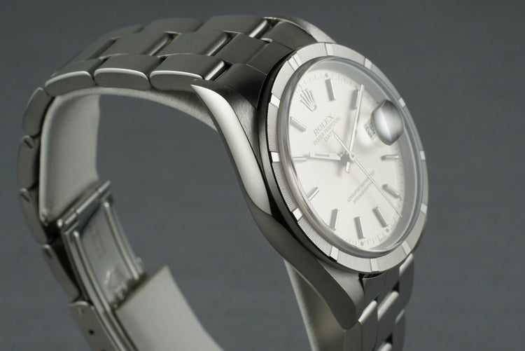 2001 Rolex Silver Dial Date 15210 with Box & Papers