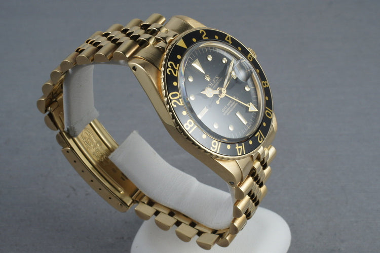 Rolex GMT 18K 1675 with black nipple dial and 18K Jubilee Bracelet