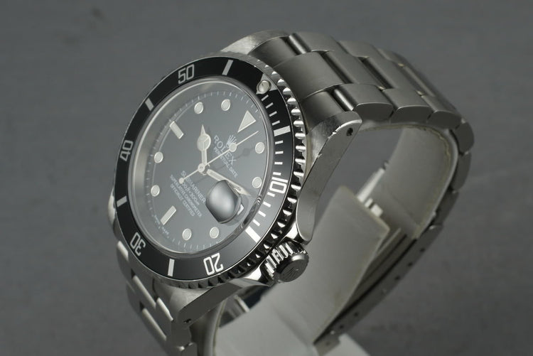 2001 Rolex Submariner 16610 with Box and Papers