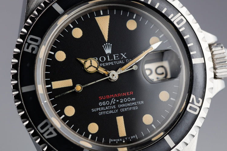 1970 Rolex Red Submariner 1680 MK IV Dial with Faded Fat Font Bezel Insert
