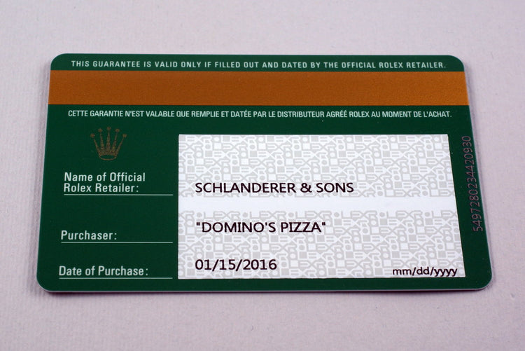 2016 Rolex Oyster Perpetual 116000 Domino’s Pizza with Box and Papers