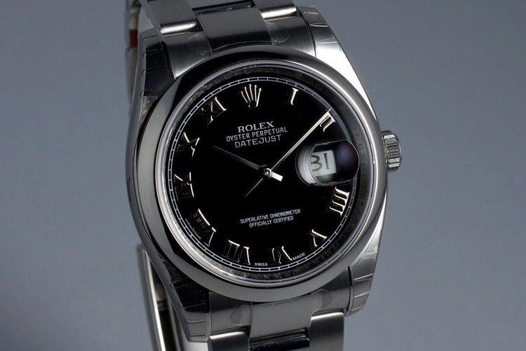 2015 Rolex Datejust 116200 Black Roman Numeral Dial MINT