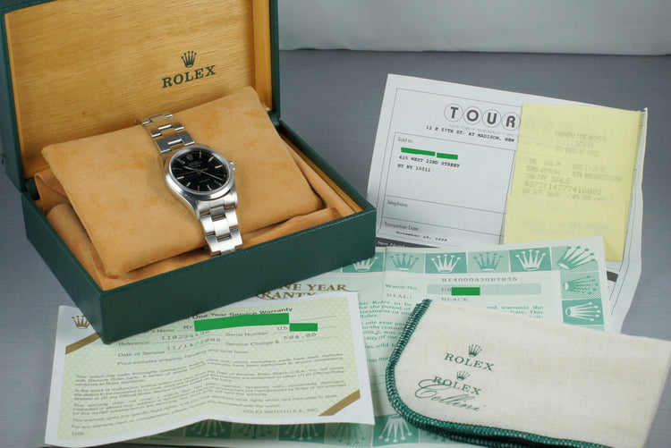 1997 Rolex Air King 14000 Black Dial with Box and Papers