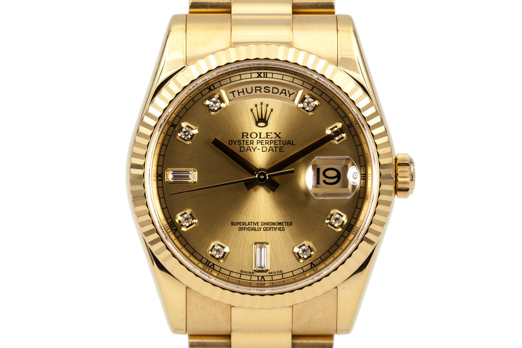 2005 Rolex YG Day-Date 118238A with Gold with Diamond