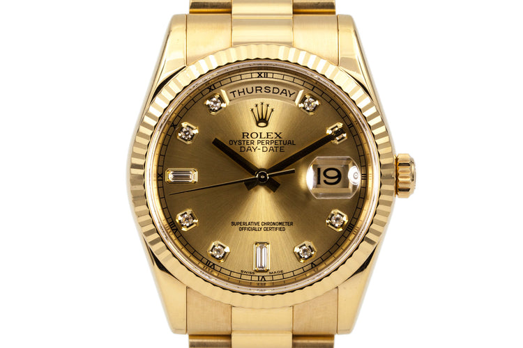 2005 Rolex YG Day-Date 118238A with Gold with Diamond