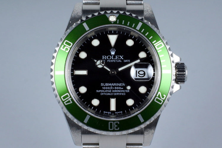 2004 Rolex Green Submariner 16610V with Box and Papers (FULL SET)