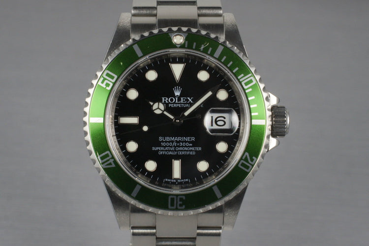 2009 Rolex Green Submariner 16610T Mark V Dial