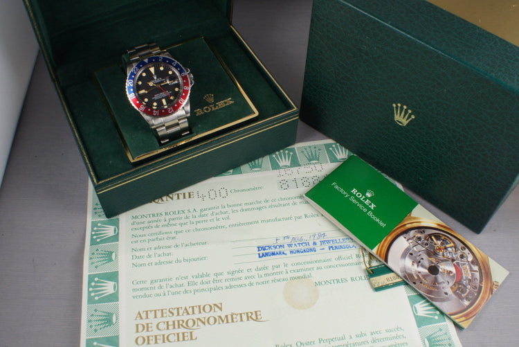1983 Rolex GMT 16750 with Box and papers with creamy lume