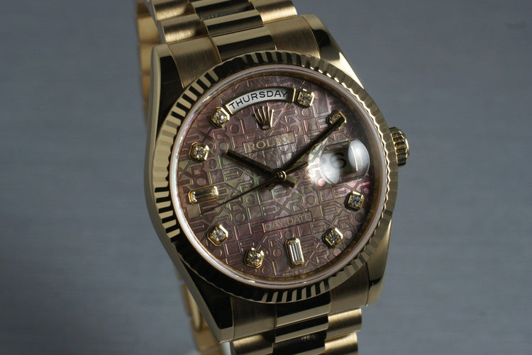 2006 Rolex 18K Day-Date 118235 Mother of Pearl Diamond Dial and Box and Papers