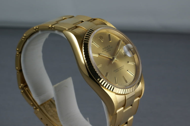 Rolex 18K Date Ref: 15238 on gold rivet bracelet
