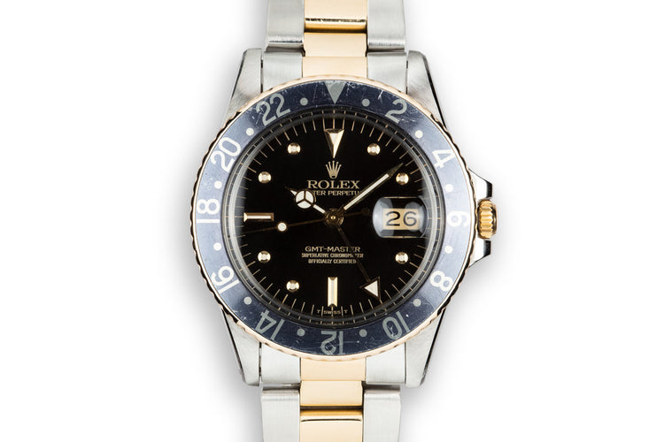 1981 Rolex Two-Tone GMT-Master 16753 Black Nipple Dial with Box and Papers