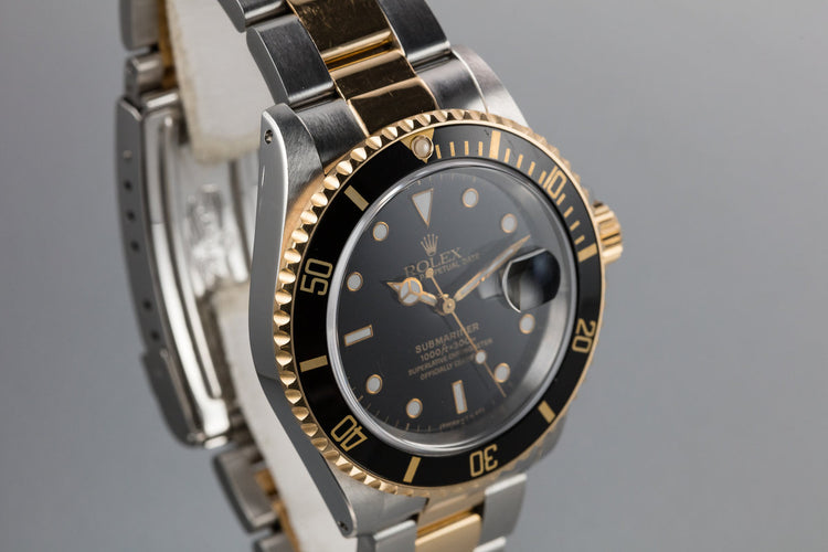 1991 Rolex Two-Tone Submariner 16613 Black Dial with Box, Papers, and Service Papers