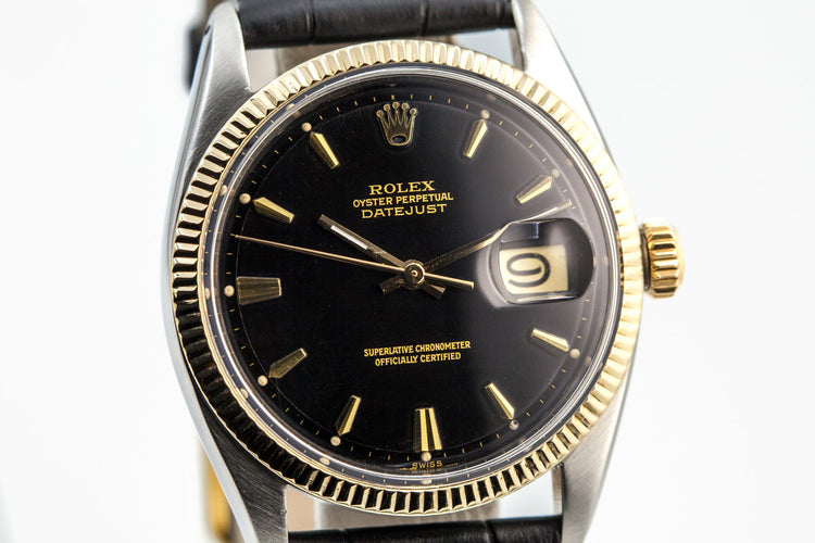 1961 Rolex Two Tone DateJust 1601 Glossy Gilt Black Dial