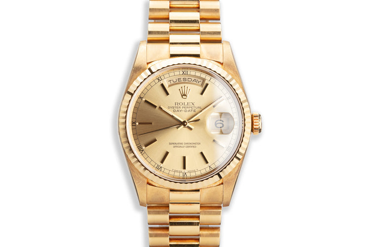 1995 Rolex 18K YG Day-Date 18238 Gold Dial