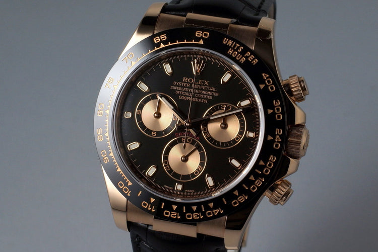 2015 Rolex RG Daytona 116515 Black With Pink Counters Dial with Box and Papers