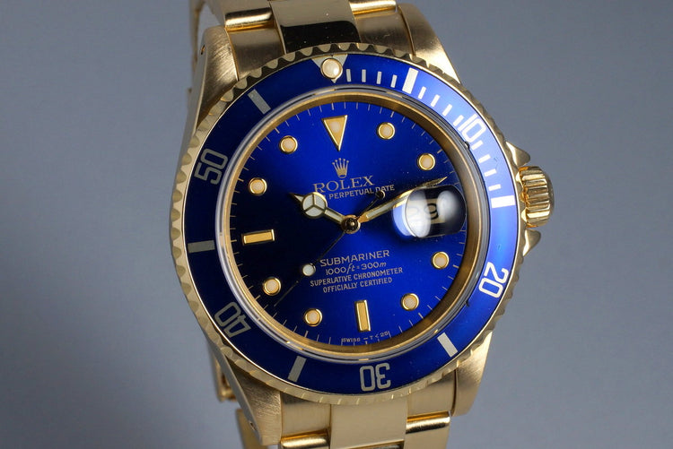 1991 Rolex YG Blue Submariner 16618