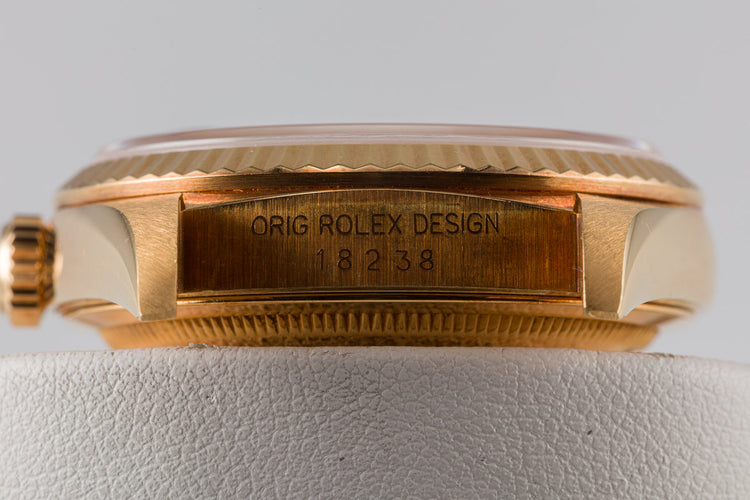 1989 Rolex 18K YG Day-Date 18238 with Champagne Diamond Marker Dial