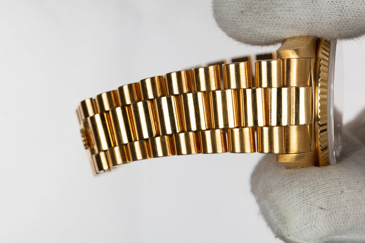 1985 Rolex 18K YG Day-Date 18038A with Factory Diamond Blue Vignette Dial