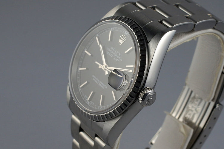 2002 Rolex DateJust 16220 Black Dial with Box and Papers