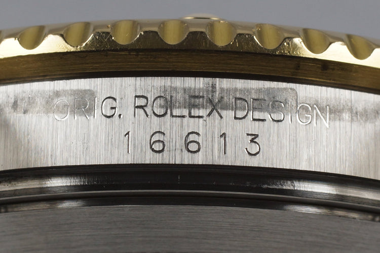 2000 Rolex Two Tone Submariner 16613 Champagne Serti Dial with Box and Papers